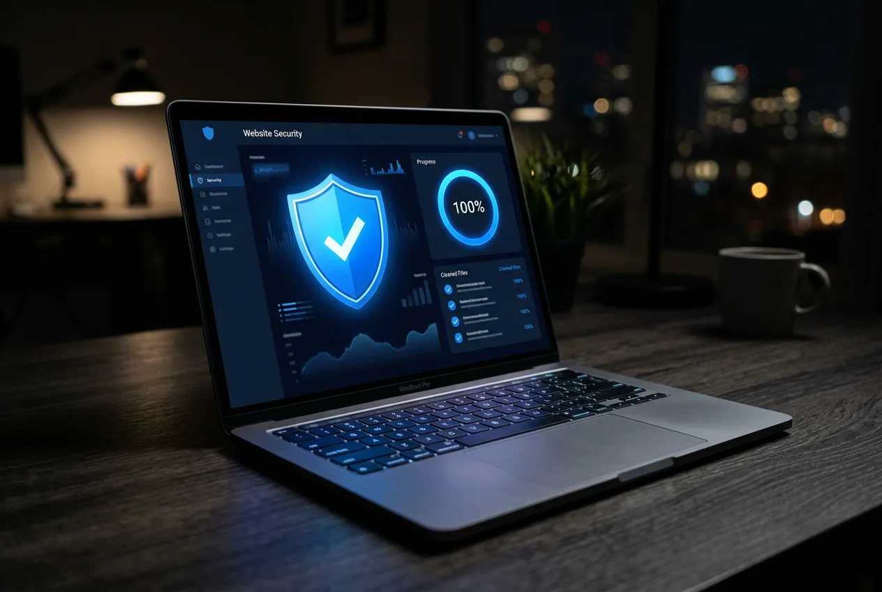 Website security dashboard showing a completed malware scan